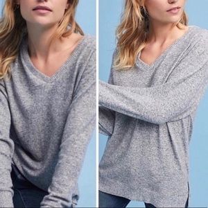 Anthropologie Saturday Sunday Gray VNeck Oversized Loose Fit Pullover Sw…
